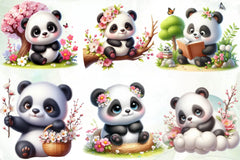 Cute Spring Panda Clipart Bundle 1 - CraftNest - Digital Crafting and Art