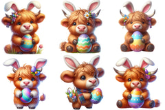 Highland Cow Easter Day Clipart Bundle - CraftNest - Digital Crafting and Art