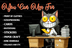 Funny Office Cat Clipart Bundle - CraftNest - Digital Crafting and Art