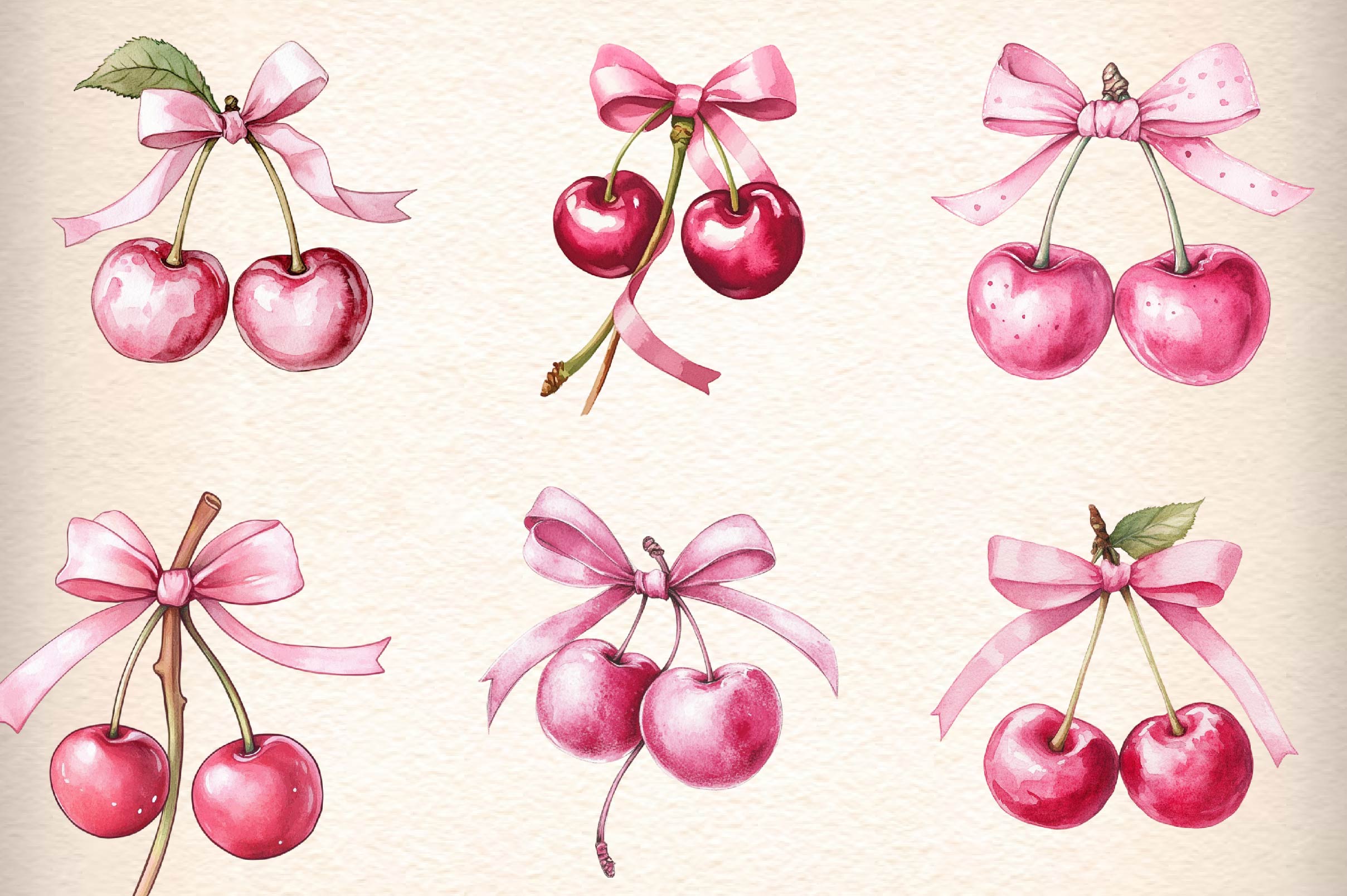 Coquette Cherries Bow Clipart Bundle 1 - CraftNest - Digital Crafting and Art