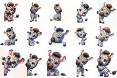 Zebra Peeking Around Corner Clipart Bundle - CraftNest - Digital Crafting and Art