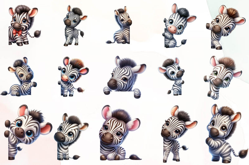 Zebra Peeking Around Corner Clipart Bundle - CraftNest - Digital Crafting and Art