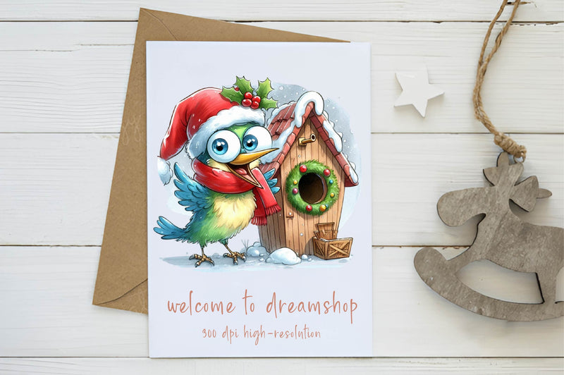 Christmas Bird House Clipart Bundle - CraftNest - Digital Crafting and Art