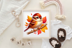 Autumn Sparrows Bird Clipart Bundle - CraftNest - Digital Crafting and Art