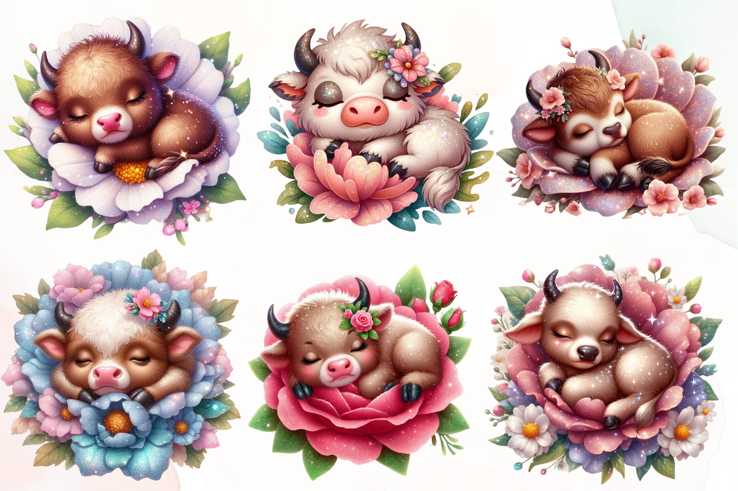 Sleeping American Bison Cow Clipart Bundle - CraftNest - Digital Crafting and Art