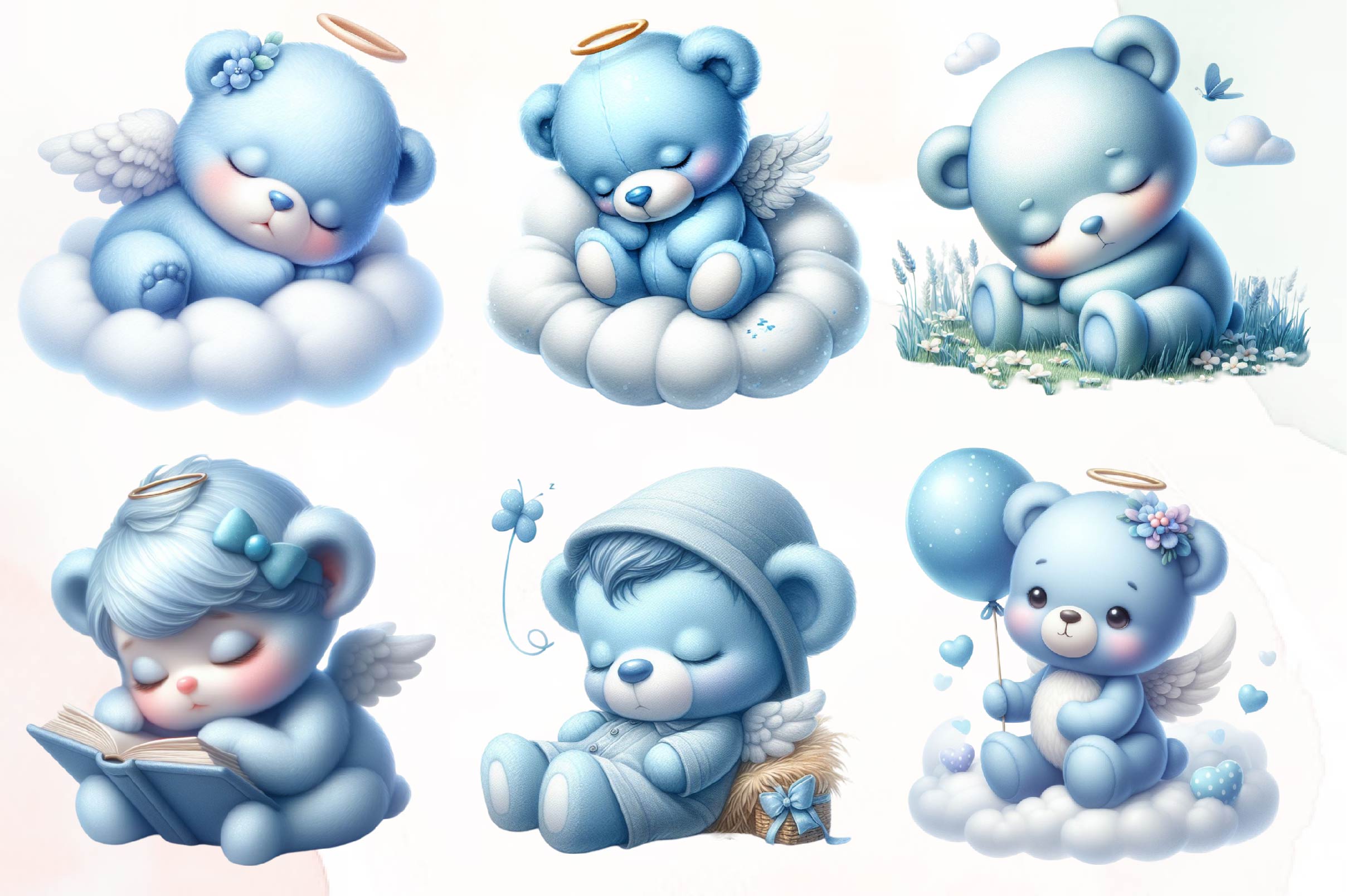 Blue Angel Teddy Bear Clipart Bundle - CraftNest - Digital Crafting and Art