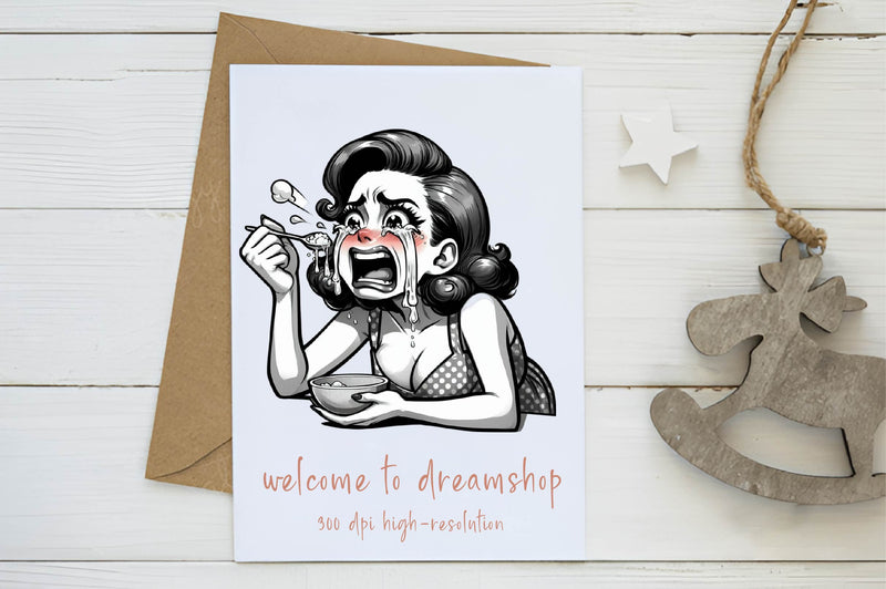 Vintage Woman Crying Clipart Bundle - CraftNest - Digital Crafting and Art