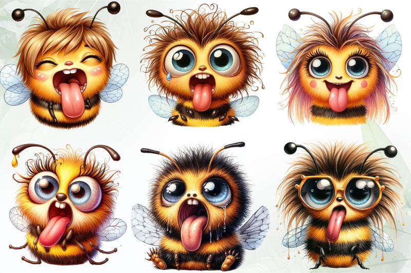 Crazy Funny Bee Clipart Bundle - CraftNest - Digital Crafting and Art