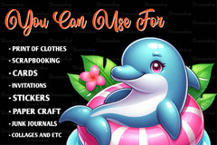 Pink Animals Relaxing On Swimming Float Clipart Bundle - CraftNest - Digital Crafting and Art