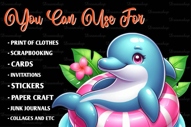 Pink Animals Relaxing On Swimming Float Clipart Bundle - CraftNest - Digital Crafting and Art