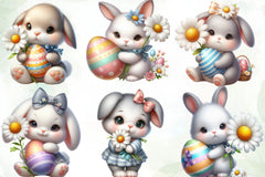 Easter Bunny With Egg Clipart Bundle 1 - CraftNest - Digital Crafting and Art