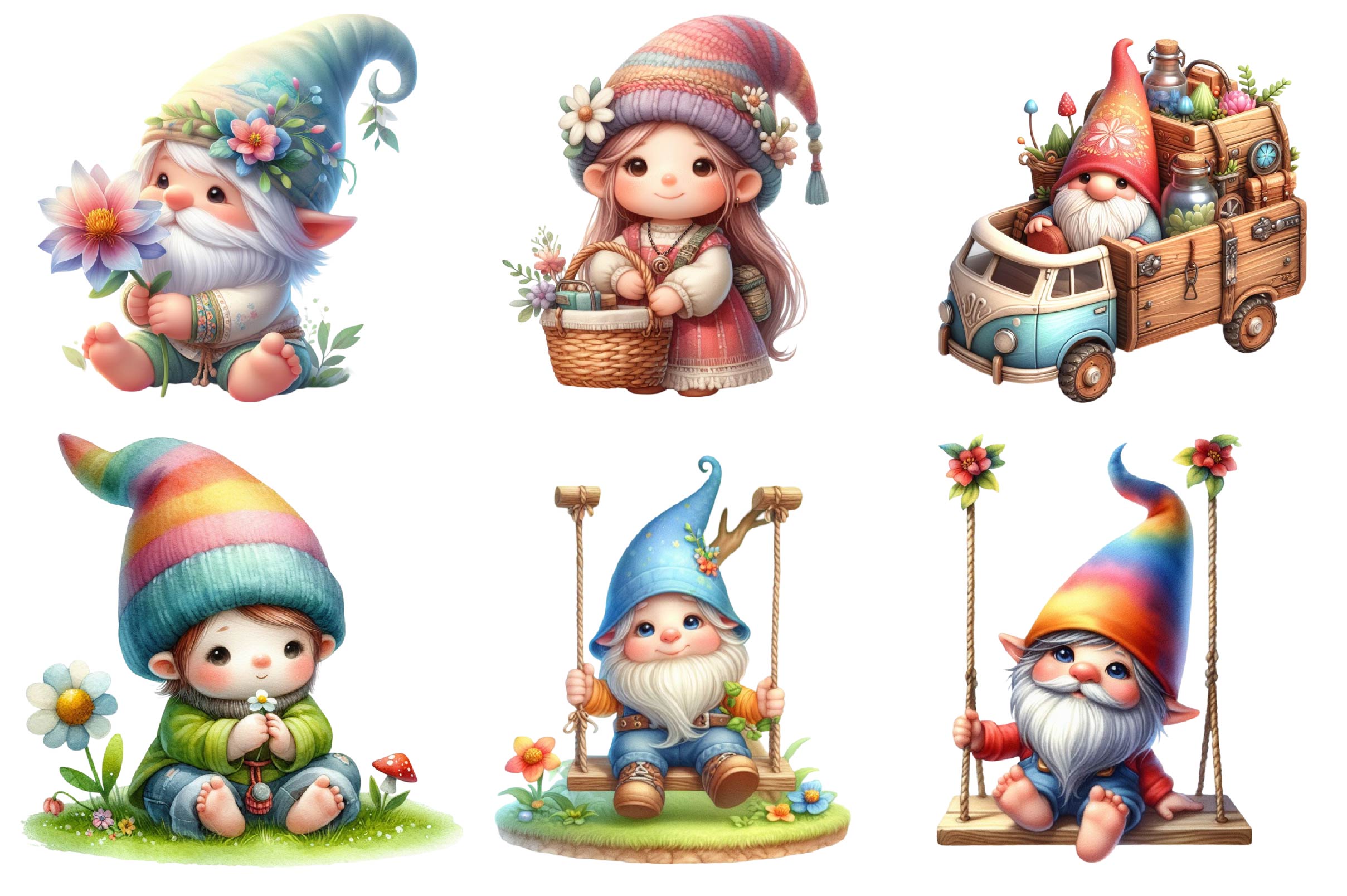 Hippie Gnomes Clipart Bundle - CraftNest - Digital Crafting and Art