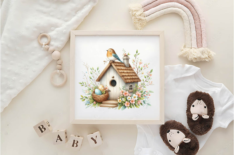 Spring Bird Houses Clipart Bundle - CraftNest - Digital Crafting and Art