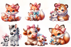 Mama And Baby Animal Clipart Bundle - CraftNest - Digital Crafting and Art