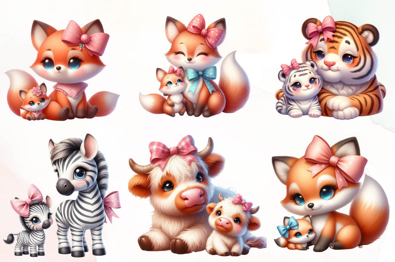 Mama And Baby Animal Clipart Bundle - CraftNest - Digital Crafting and Art