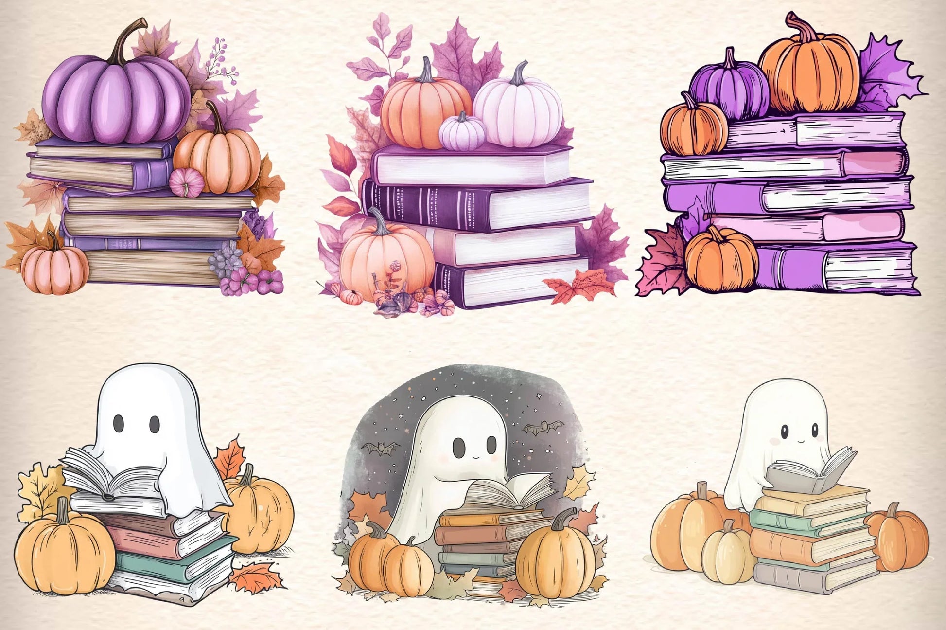 Ghost Reading Book Clipart Bundle - CraftNest - Digital Crafting and Art