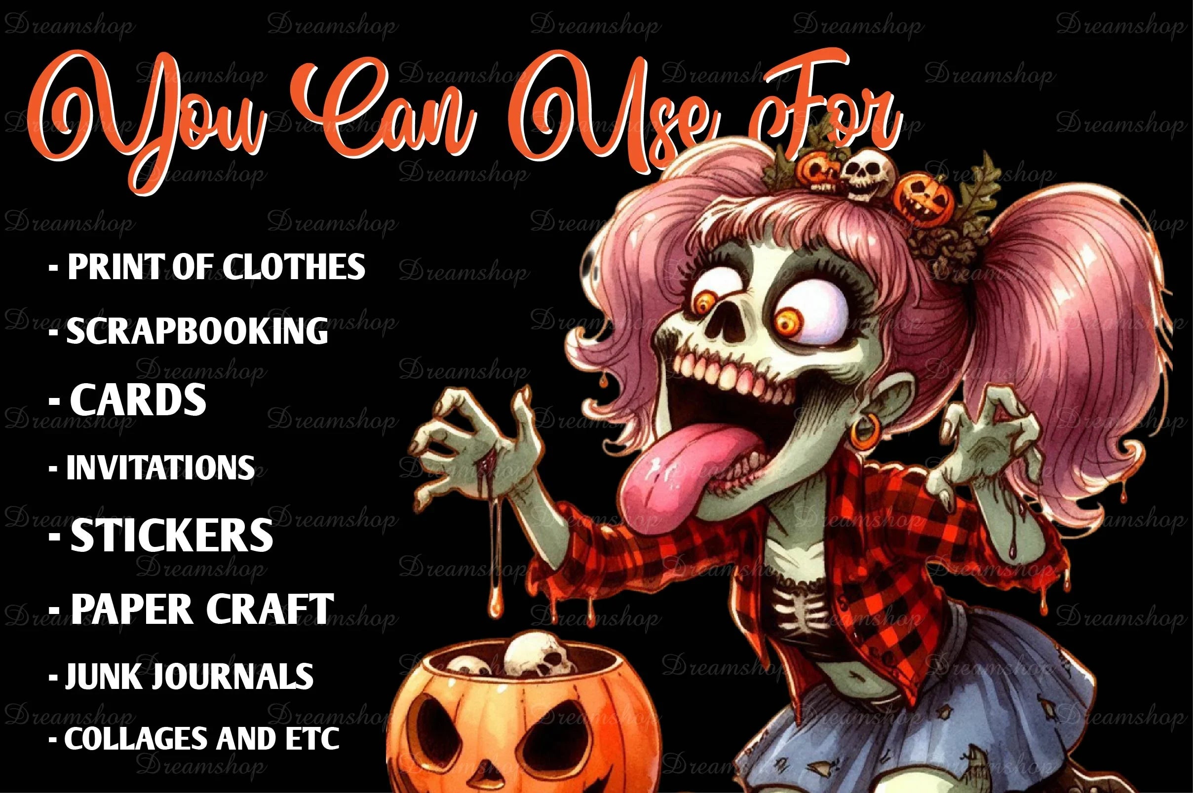 Halloween Undead Girl Clipart Bundle - CraftNest - Digital Crafting and Art