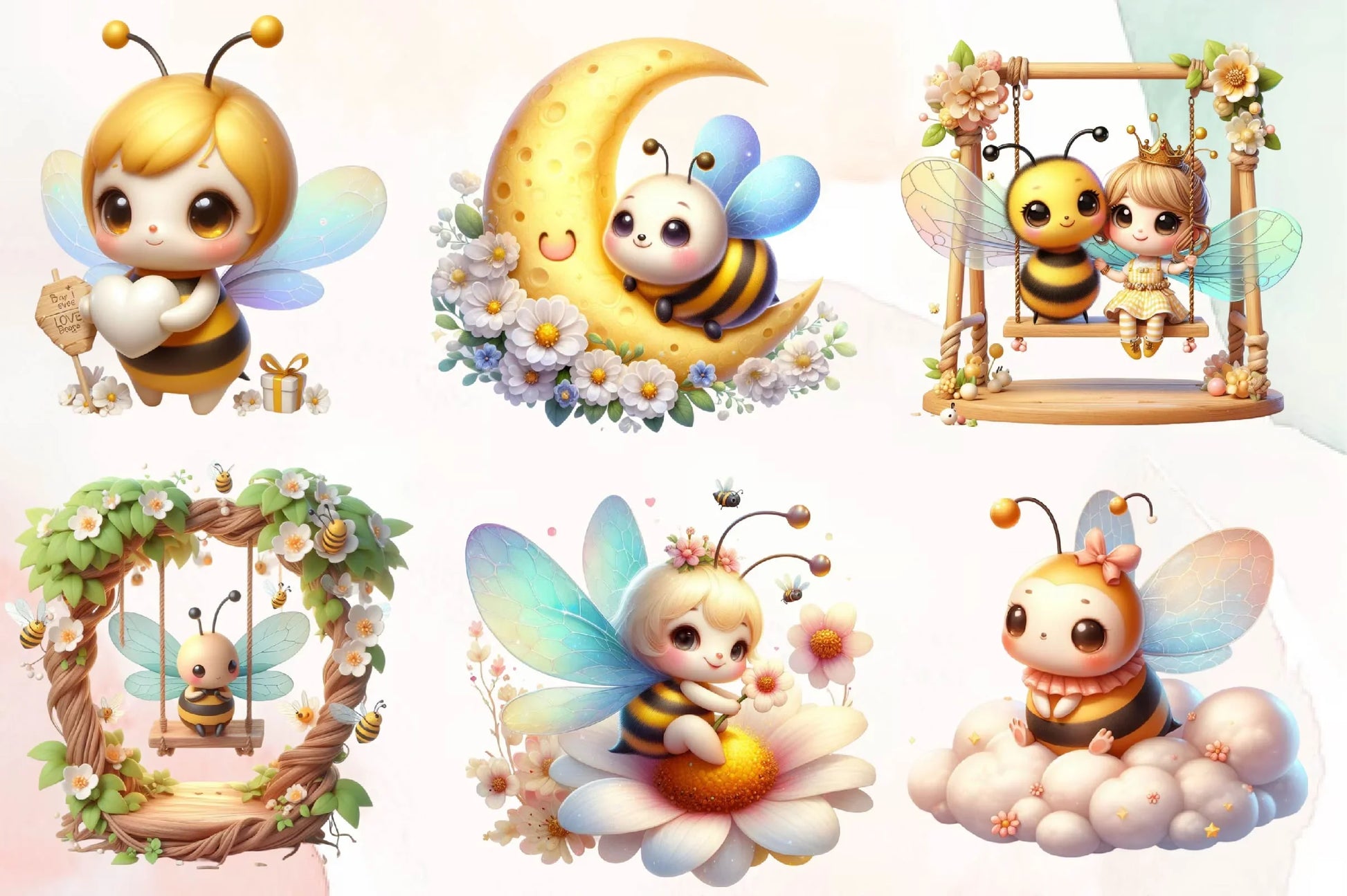Cute Bee Clipart Bundle 1 - CraftNest - Digital Crafting and Art