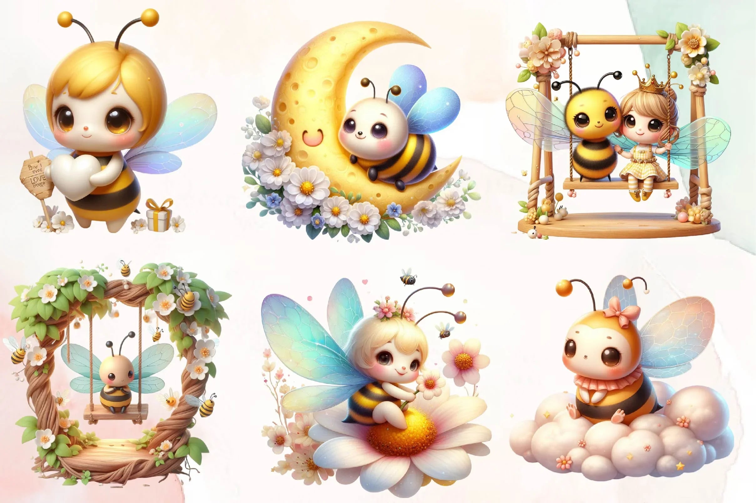 Cute Bee Clipart Bundle 1 - CraftNest - Digital Crafting and Art