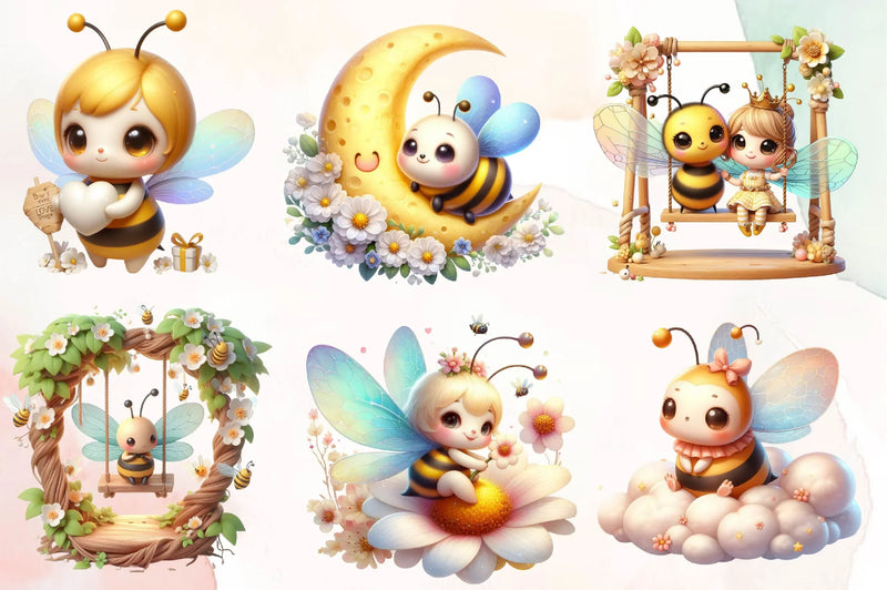 Cute Bee Clipart Bundle 1 - CraftNest - Digital Crafting and Art