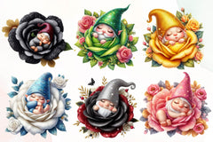 Cute Gnome Rose Clipart Bundle - CraftNest - Digital Crafting and Art