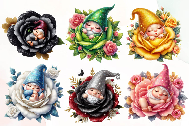 Cute Gnome Rose Clipart Bundle - CraftNest - Digital Crafting and Art