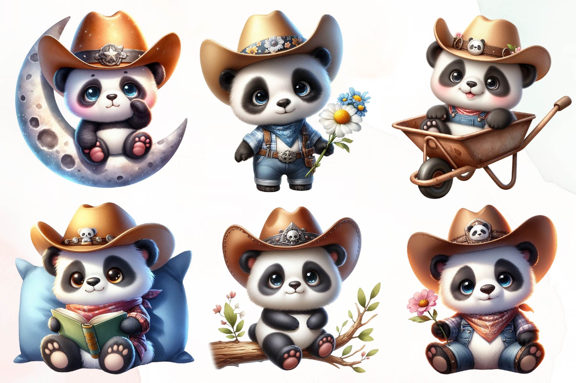 Cowboy Panda Clipart Bundle - CraftNest - Digital Crafting and Art