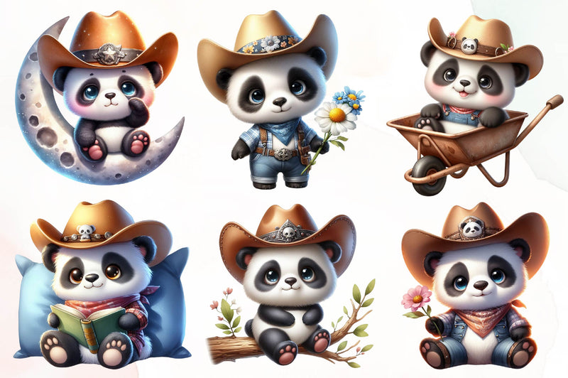 Cowboy Panda Clipart Bundle - CraftNest - Digital Crafting and Art