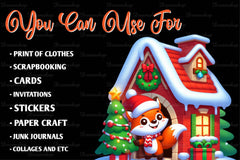 Christmas Cute Fox Clipart Bundle - CraftNest - Digital Crafting and Art