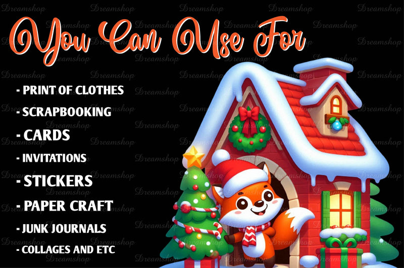 Christmas Cute Fox Clipart Bundle - CraftNest - Digital Crafting and Art