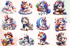 American Flag Unicorn Clipart Bundle - CraftNest - Digital Crafting and Art