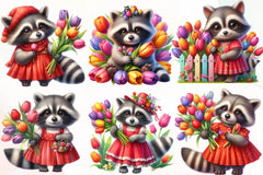 Spring Raccoon Clipart Bundle - CraftNest - Digital Crafting and Art