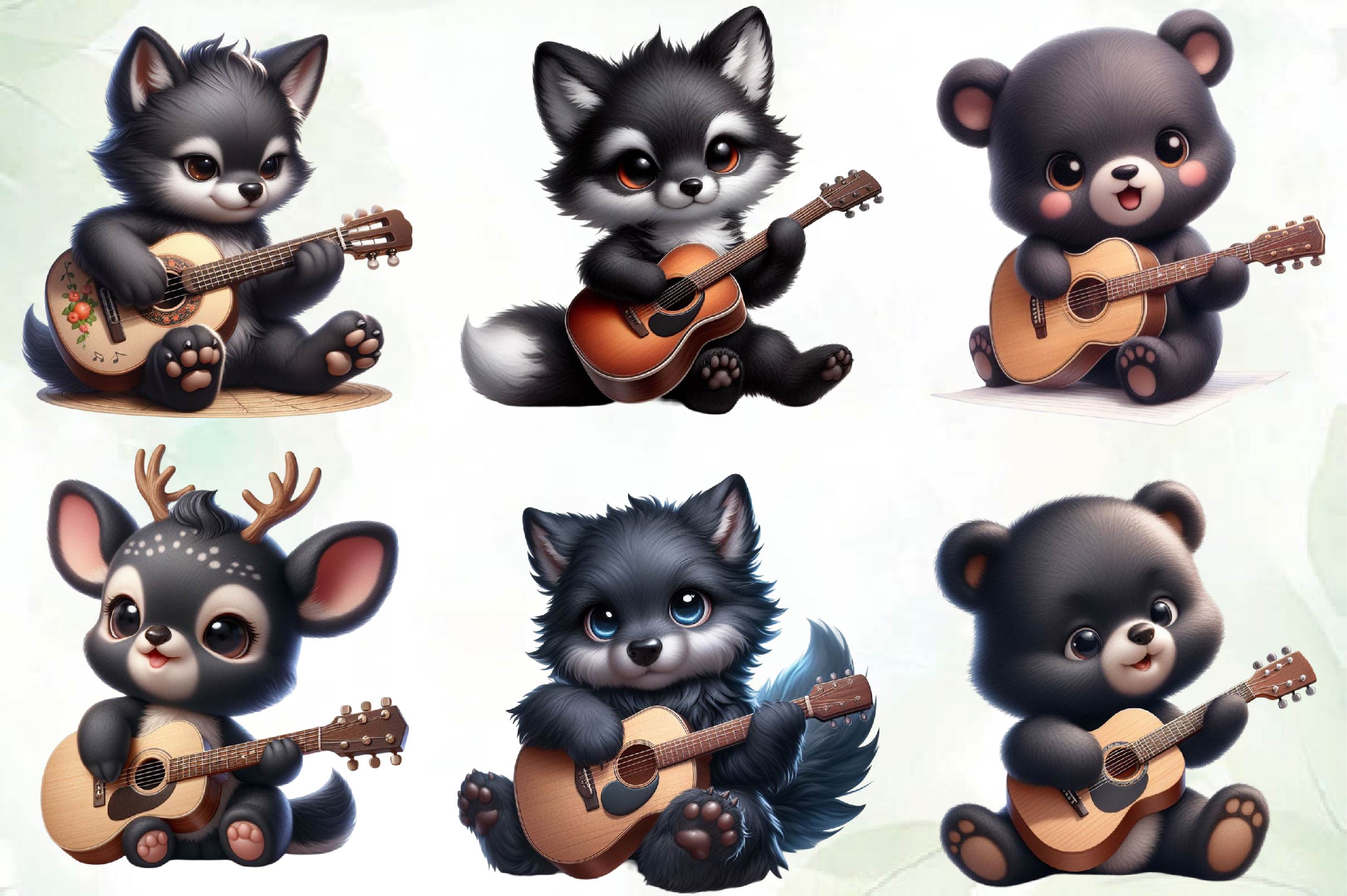 Animals With Guitar Clipart Bundle - CraftNest - Digital Crafting and Art