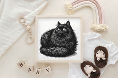 Halloween Fluffy Black Cat Clipart Bundle - CraftNest - Digital Crafting and Art