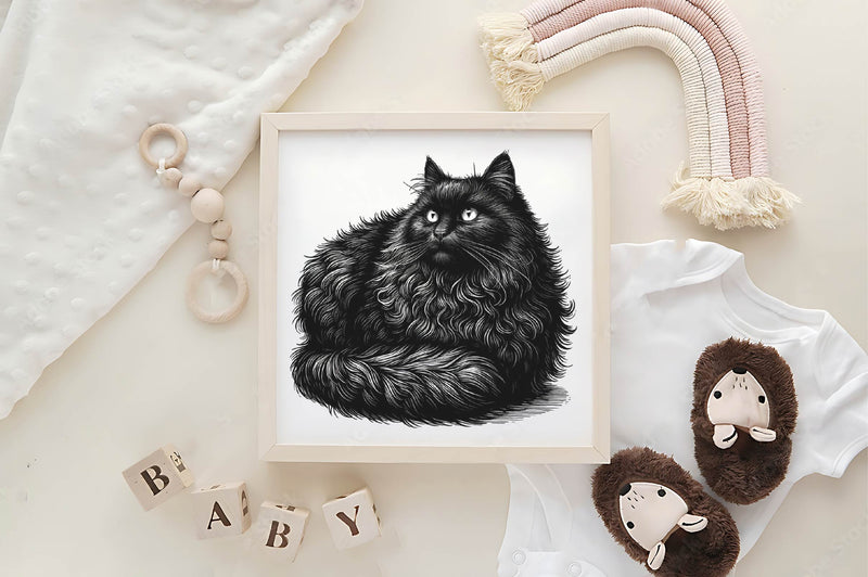 Halloween Fluffy Black Cat Clipart Bundle - CraftNest - Digital Crafting and Art