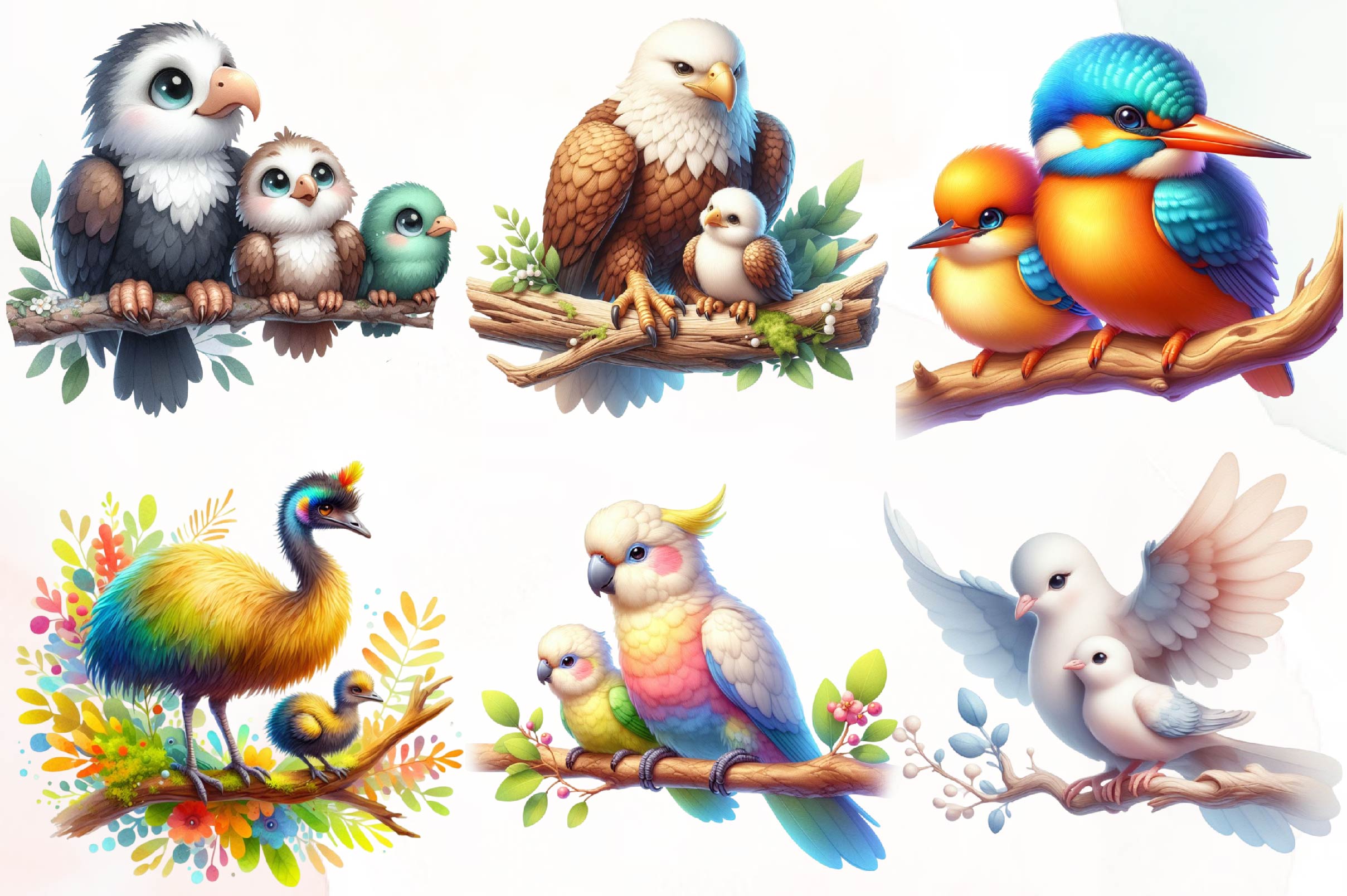 Mom And Baby Bird Clipart Bundle - CraftNest - Digital Crafting and Art