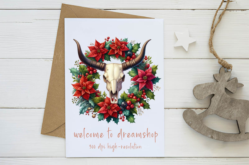 Christmas Cow Skull Clipart Bundle - CraftNest - Digital Crafting and Art