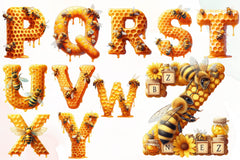 Honey Bee Alphabet Number Clipart Bundle - CraftNest - Digital Crafting and Art