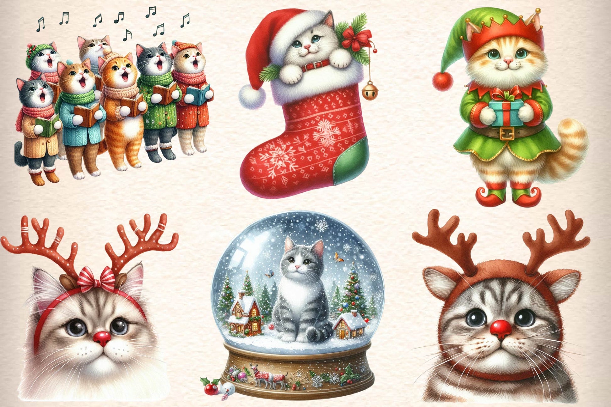 Christmas Cat Clipart Bundle 1 - CraftNest - Digital Crafting and Art