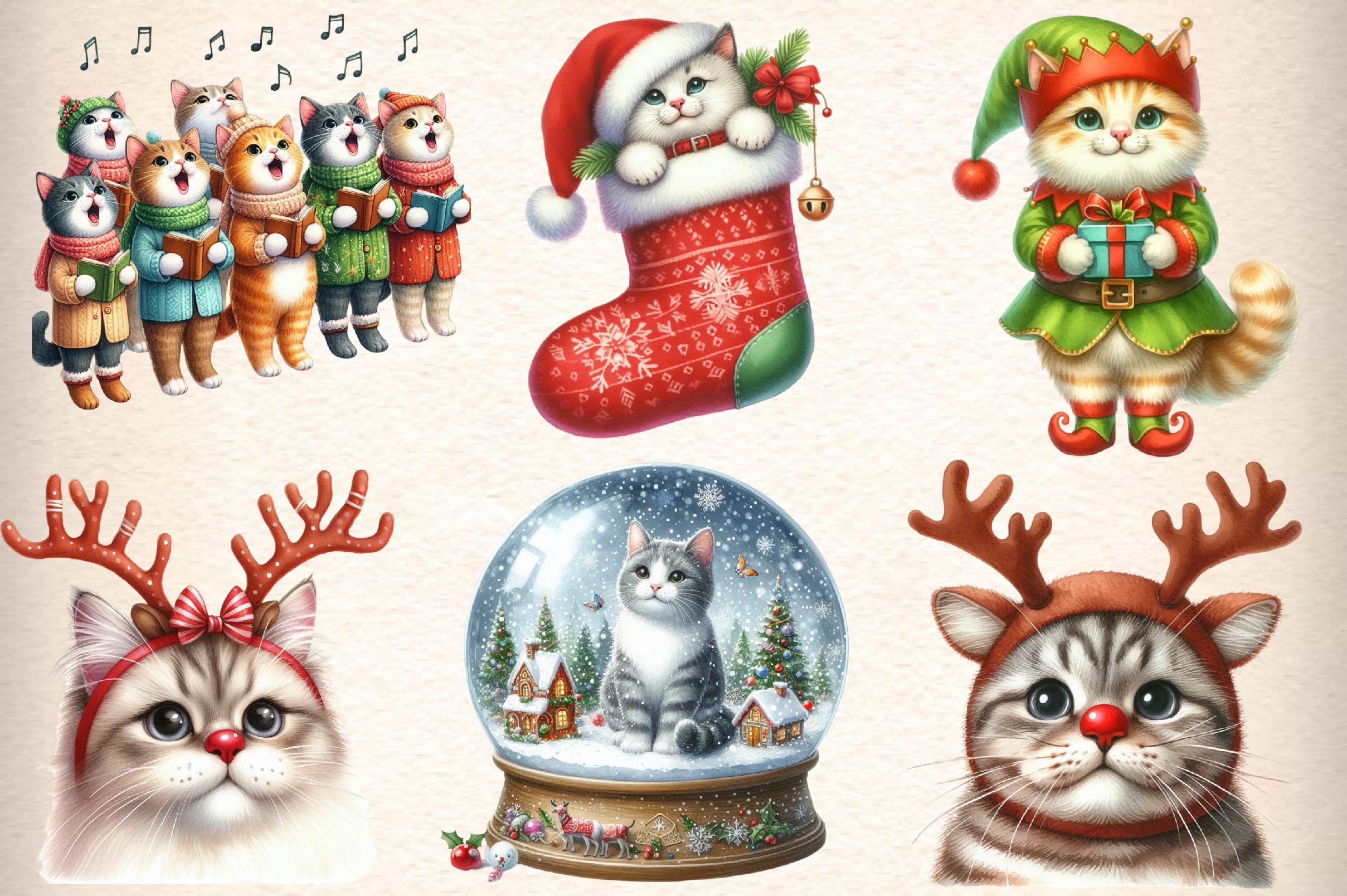 Christmas Cat Clipart Bundle 1 - CraftNest - Digital Crafting and Art