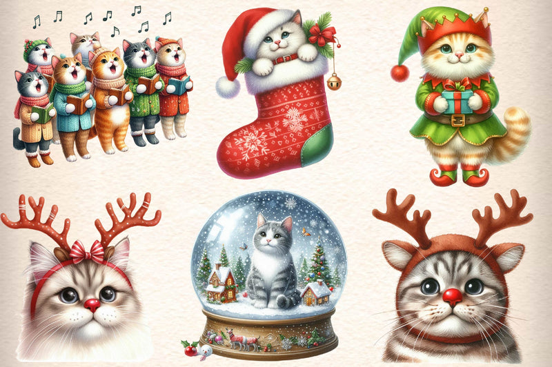 Christmas Cat Clipart Bundle 1 - CraftNest - Digital Crafting and Art