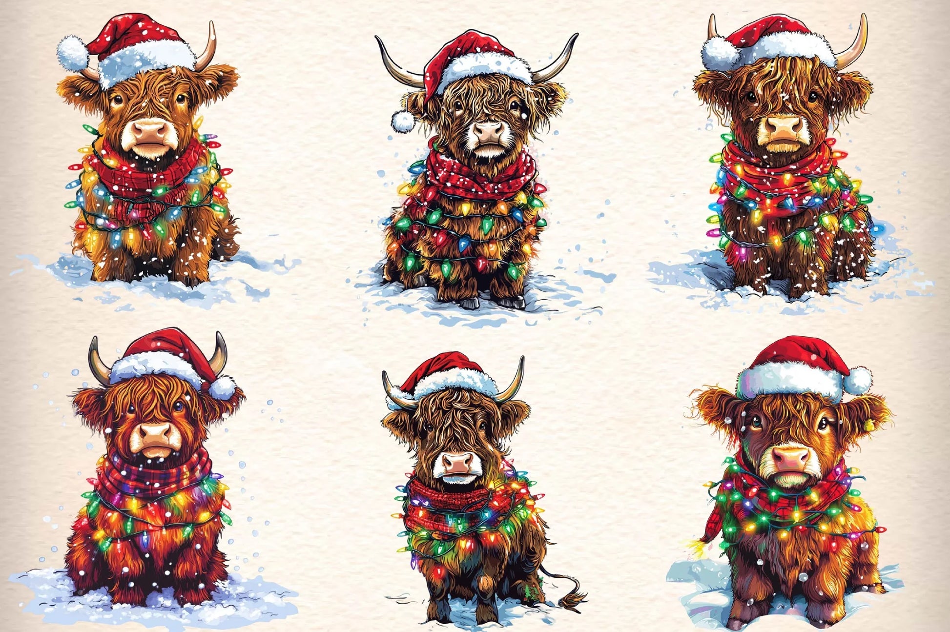 Christmas Highland Cow Clipart Bundle 4 - CraftNest - Digital Crafting and Art