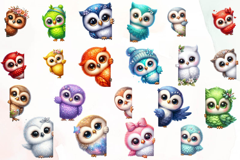 Owl Peeking Around Corner Clipart Bundle - CraftNest - Digital Crafting and Art