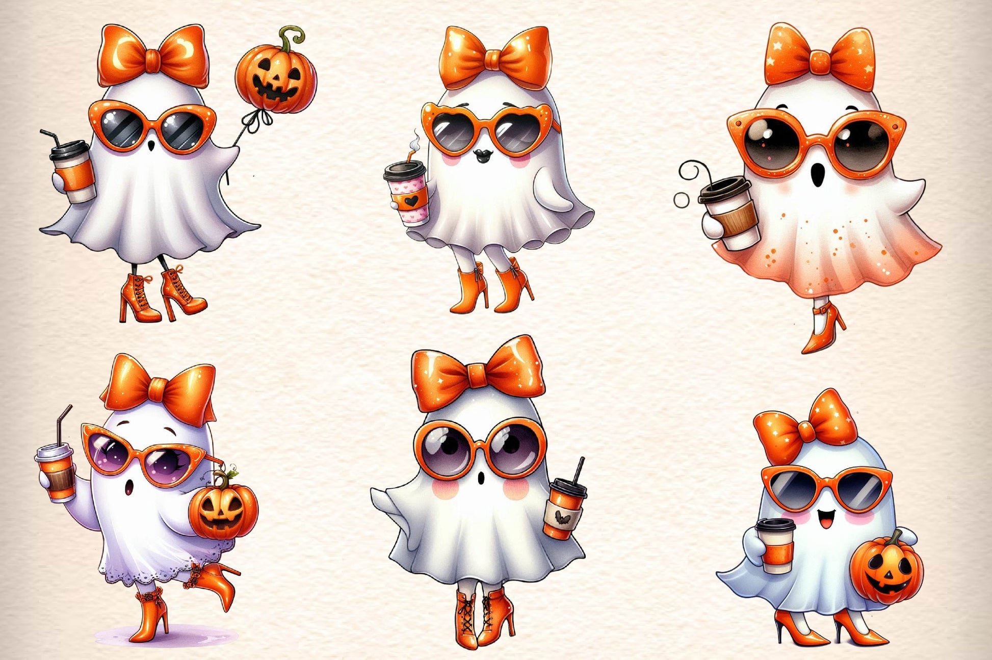 Cute Funny Ghost Cute Halloween Clipart Bundle - CraftNest - Digital Crafting and Art