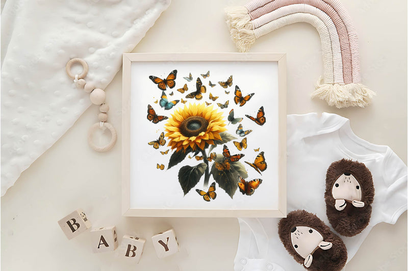 Sunflower And Butterfly Clipart Bundle - CraftNest - Digital Crafting and Art