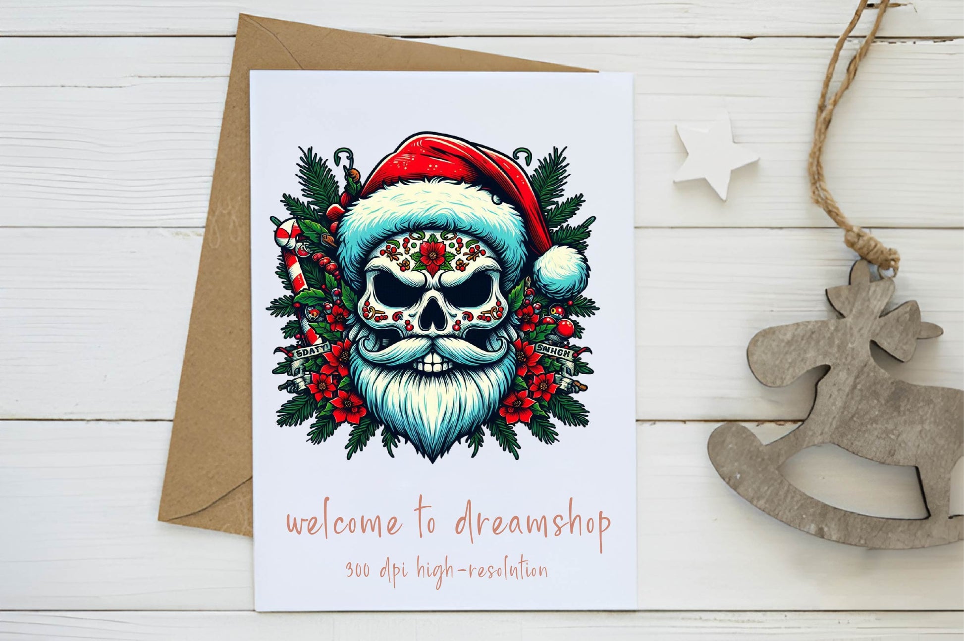 Christmas Vintage Santa Floral Skull Clipart Bundle - CraftNest - Digital Crafting and Art