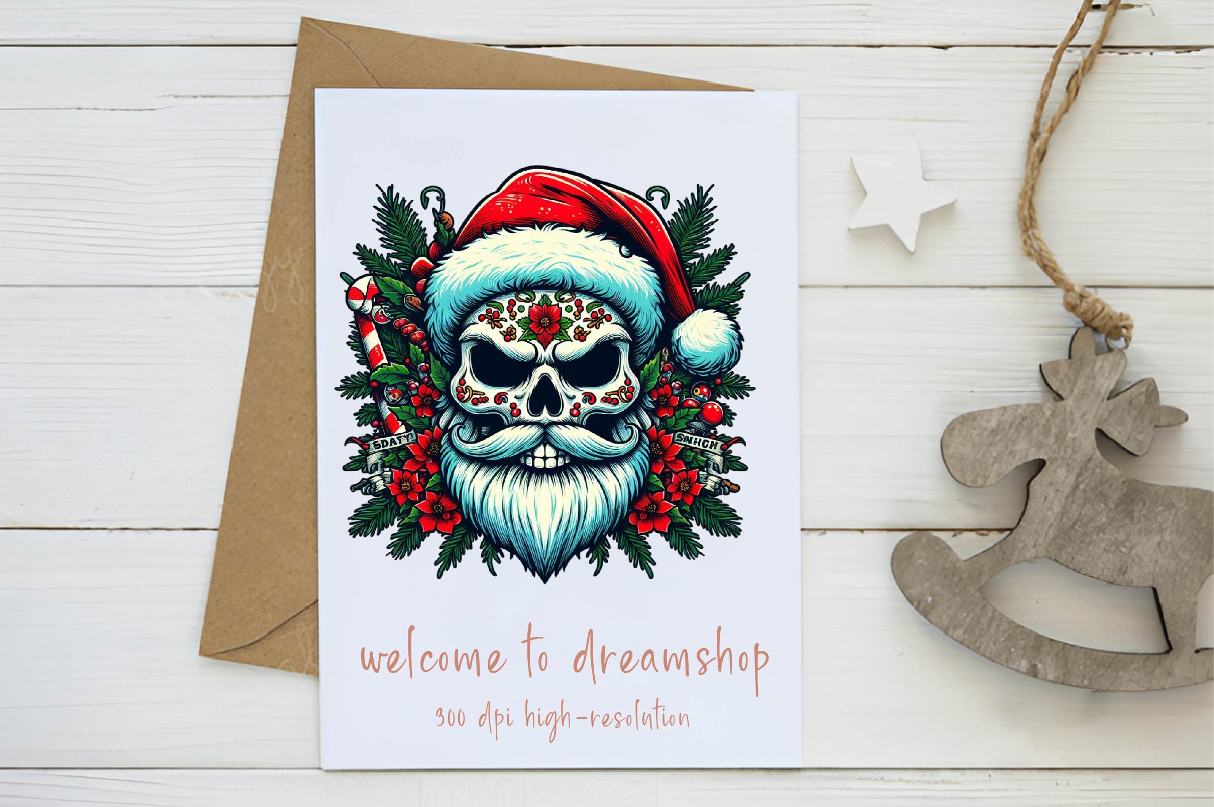 Christmas Vintage Santa Floral Skull Clipart Bundle - CraftNest - Digital Crafting and Art