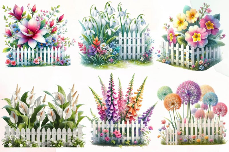 Spring Flower Fence Clipart Bundle - CraftNest - Digital Crafting and Art