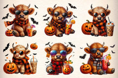 Cute Halloween Highland Cow Clipart Bundle - CraftNest - Digital Crafting and Art