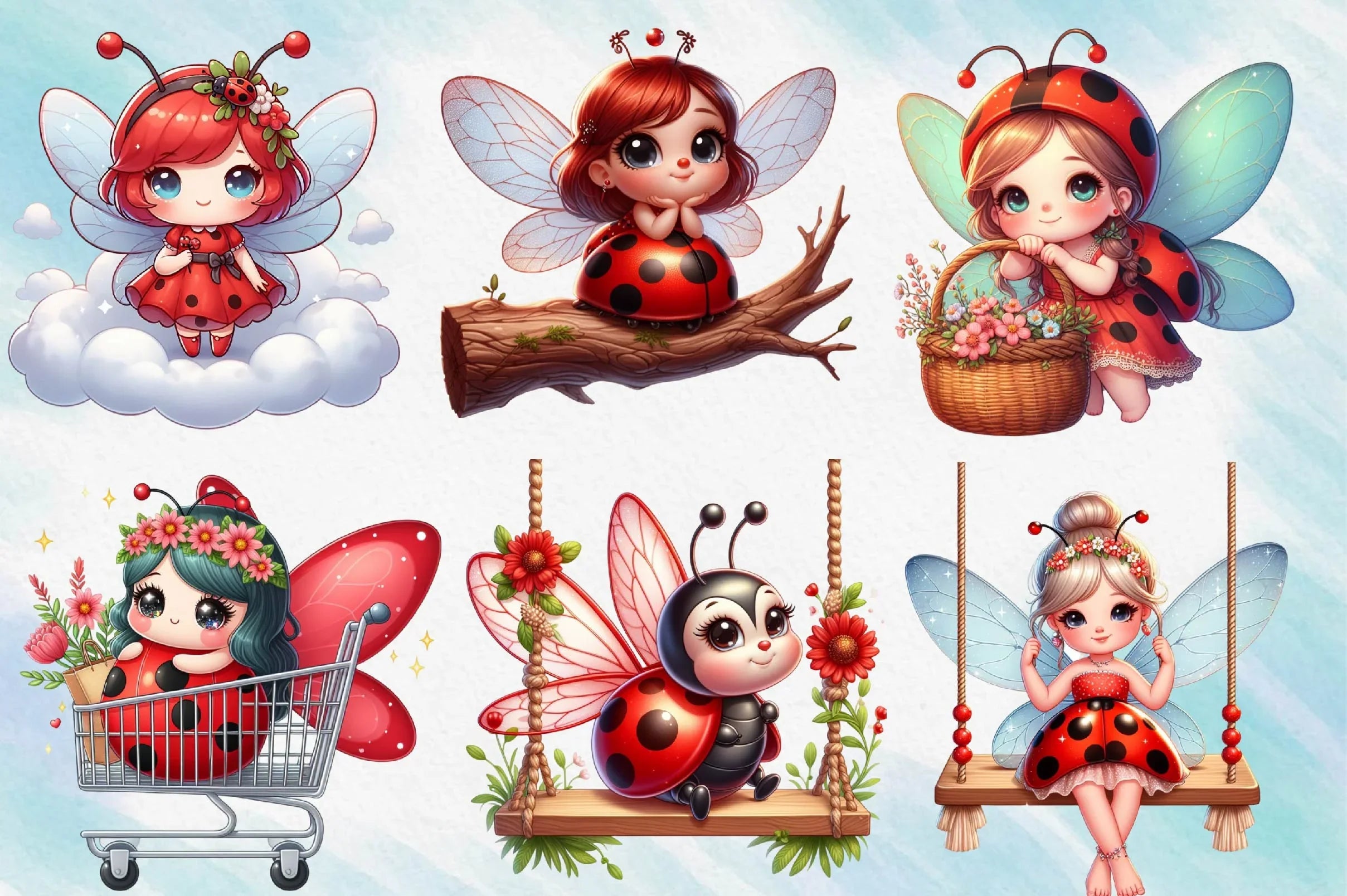 Ladybug Fairy Clipart Bundle - CraftNest - Digital Crafting and Art